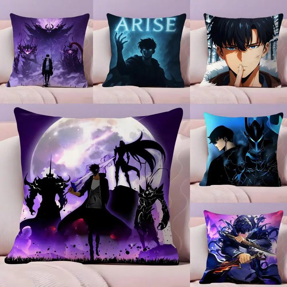 Anime S-Solo L-leveling Cushion Cover Pillow Case Plush Fabric Soft Double Sided Print Home Sofa High Quality Cushion