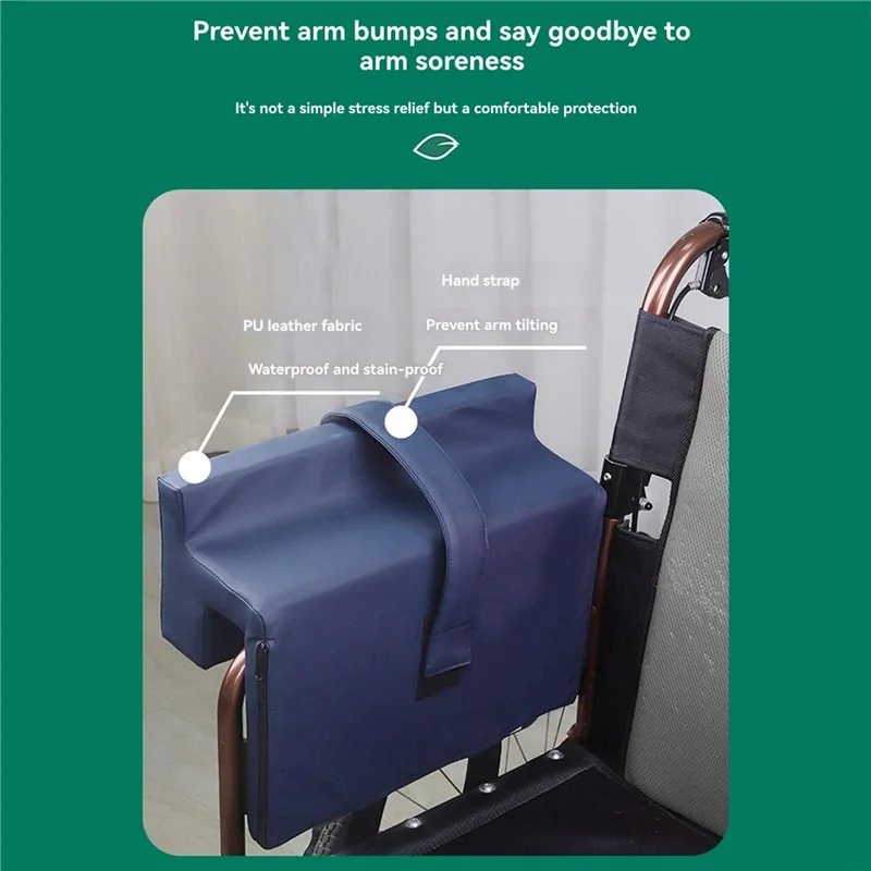 BAAR-Wheelchair Arm Rest Cushion With PU Cover, Adjustable Arm Trough Strap For Better Leaning Posture