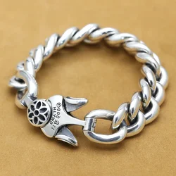 HX New Fashion Art Cherry Blossom Men's Bracelet Retro Domineering Hipster Cuban Simple Chain Punk Matching Bracelets Women Man
