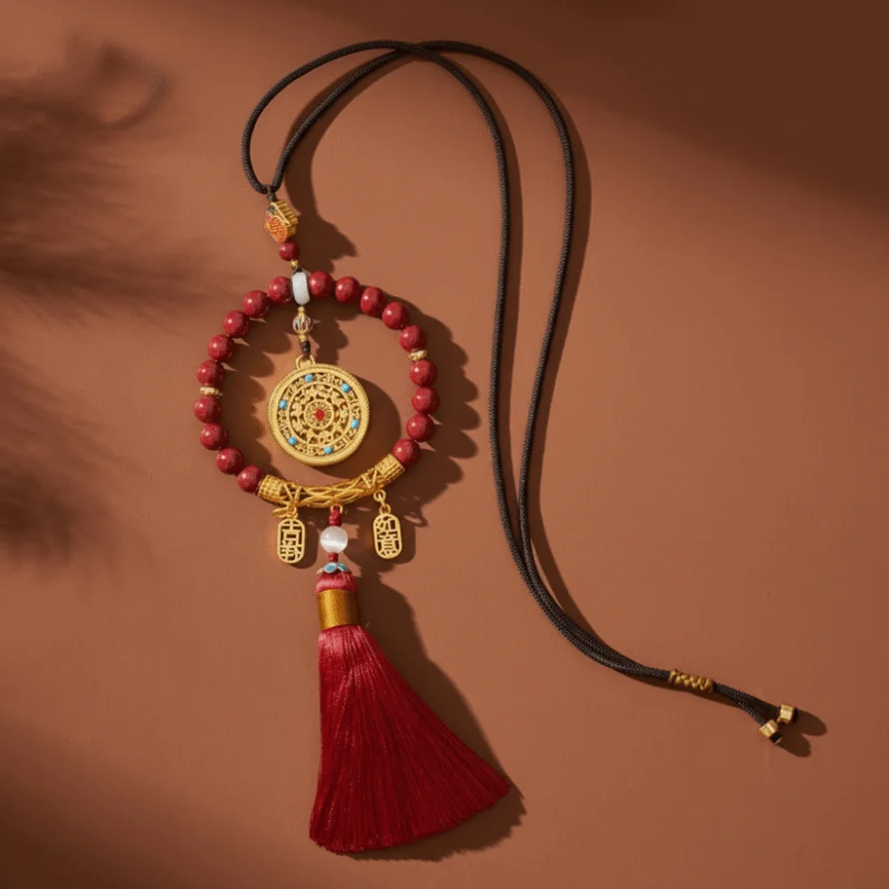 Five-Fortune Round Car Hanging Ornament Vehicle Decoration Gift Automobile Hanging Ornament Rearview Mirror Pendant