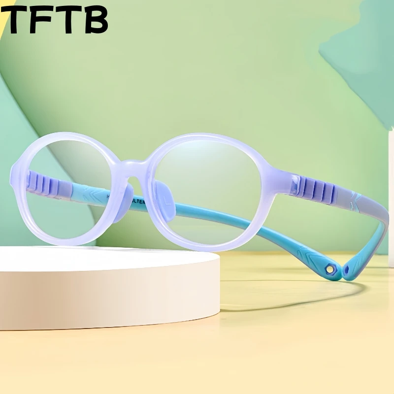 

TFTB Retro Oval Kids Eyeglasses Frame Comfortable Safe Children Eyewear Flexible Silicone Optical Prescription Boy Girl Glasses