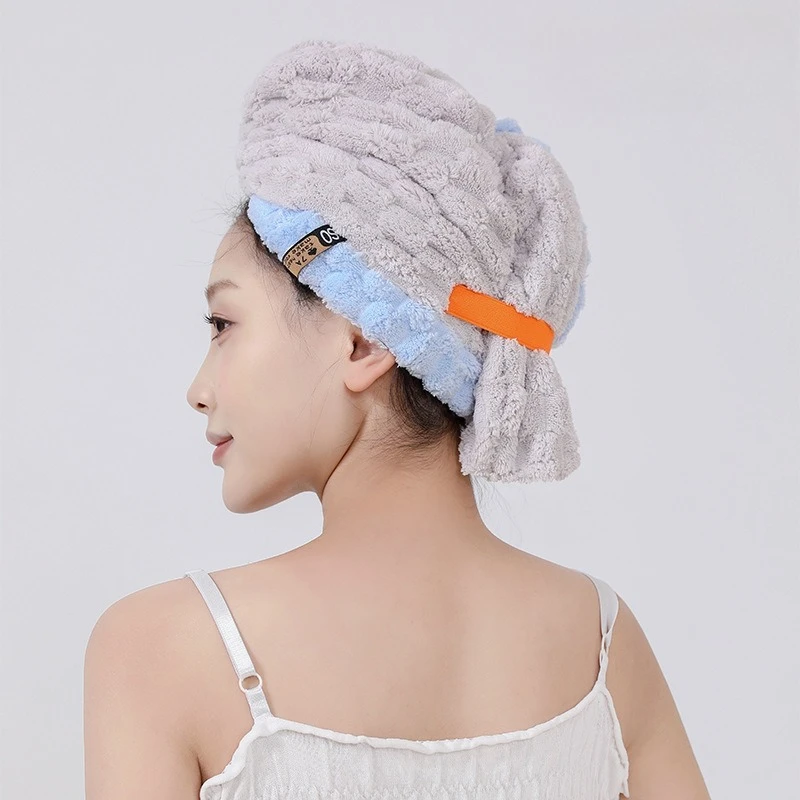 1Pc Women'S Extra Large Quick-Dry Hair Towel - Super Absorbent Microfiber Turban With Wide Brim, 80cm, For Curly, Wavy, Straight