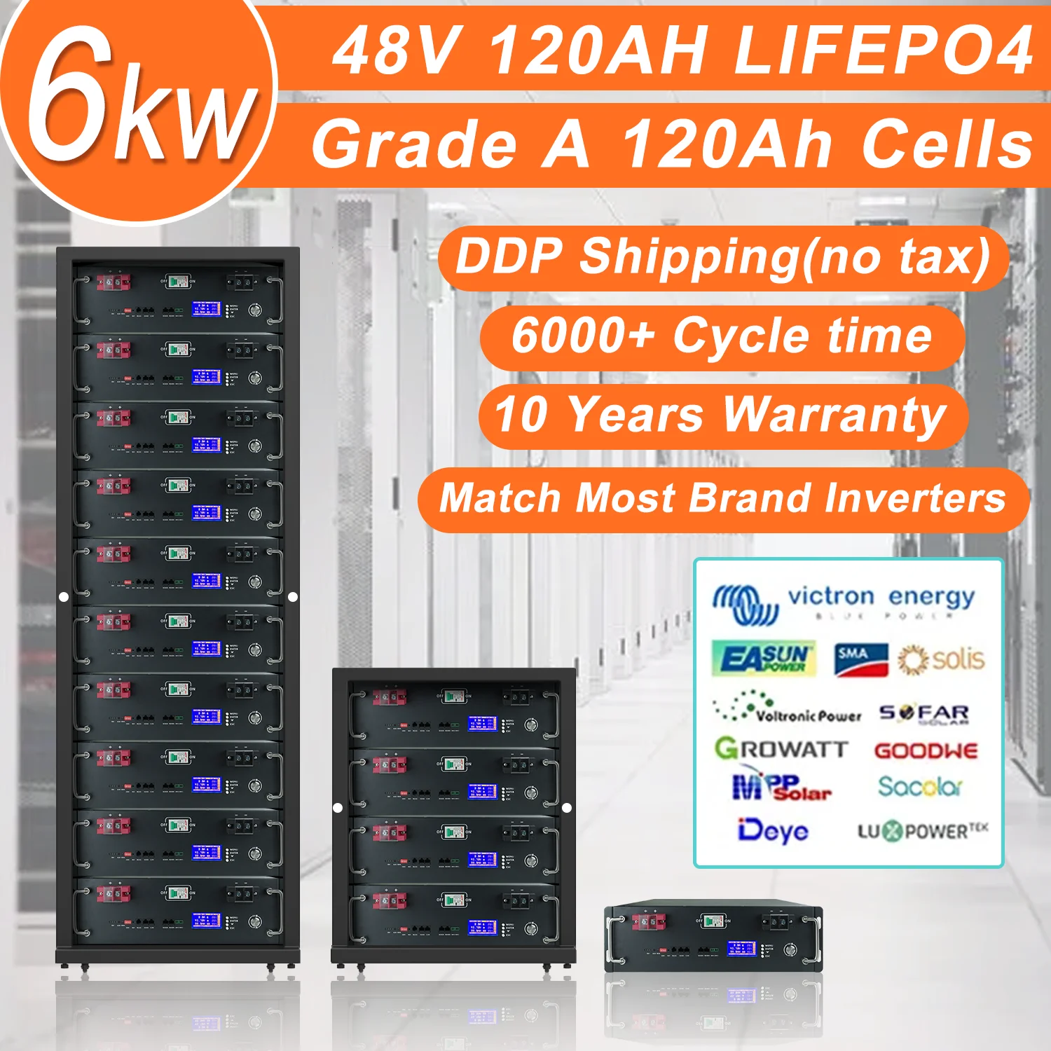 New 48V 120Ah 100Ah 200Ah LiFePo4 Battery Pack Built-in BMS 51.2V 5.12kw 32 Parallel with CAN RS485 Lithium Ion Battery NO TAX