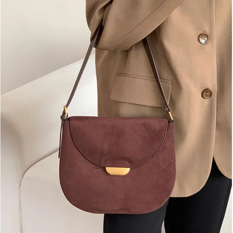 Cow Leather Shoulder Bags Women 2024 New All Match High-capacity Underarm Bag High-quality Crossbody Bags Bolso Сумки