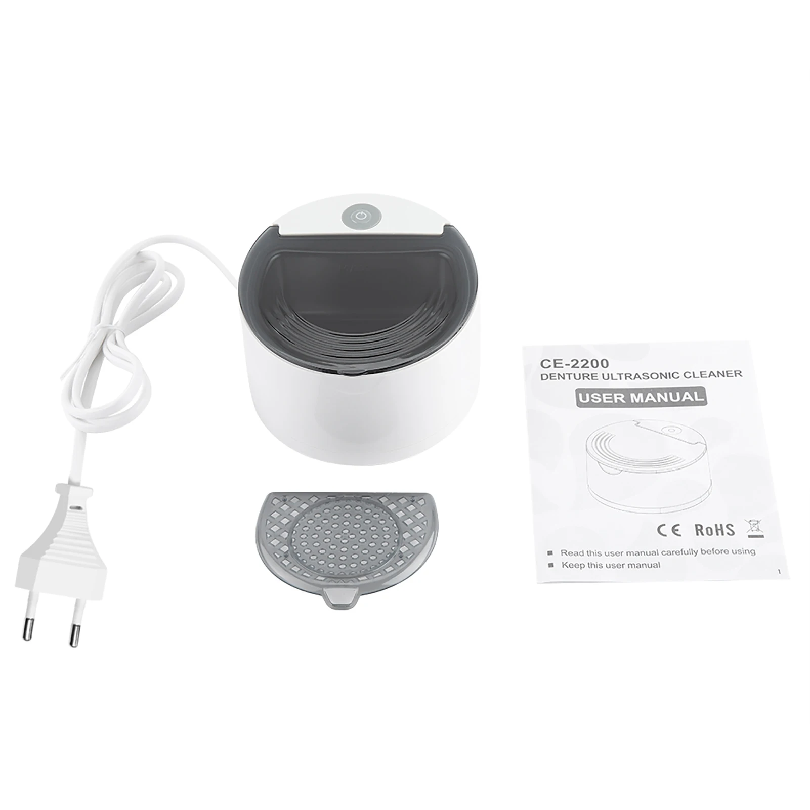 Ultrasonic Denture Cleaner Retainer Mouth Guard Cleaning Machine EU Plug 220-240V