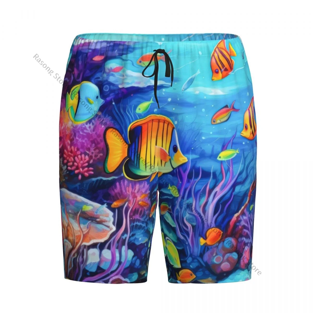 

Men Casual Home Nightwear Pajamas Shorts Tropical Fish Underwater Print Pyjamas Sleep Bottoms Short Pants Lounge Homewear