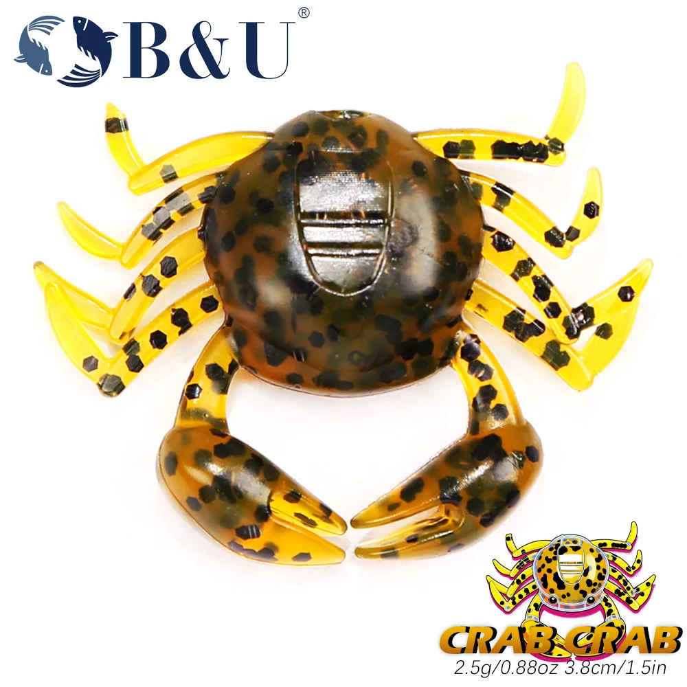 Señuelo de Pesca de Cangrejo de Plástico Suave B&U, Cebo de Cangrejo Biónico Realista para Agua Salada y Agua Dulce, Señuelos de Pesca para Lubina, Redfish y Linguado