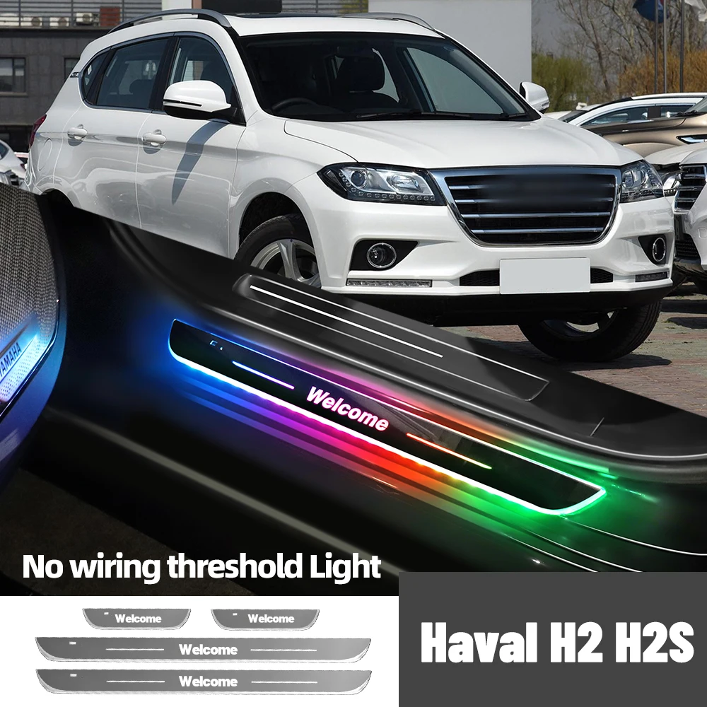 Para Great Wall Haval H2 H2S 2014-2018 2017 Luz de alféizar de puerta de coche logotipo personalizado LED accesorios de lámpara de Pedal de umbral de bienvenida