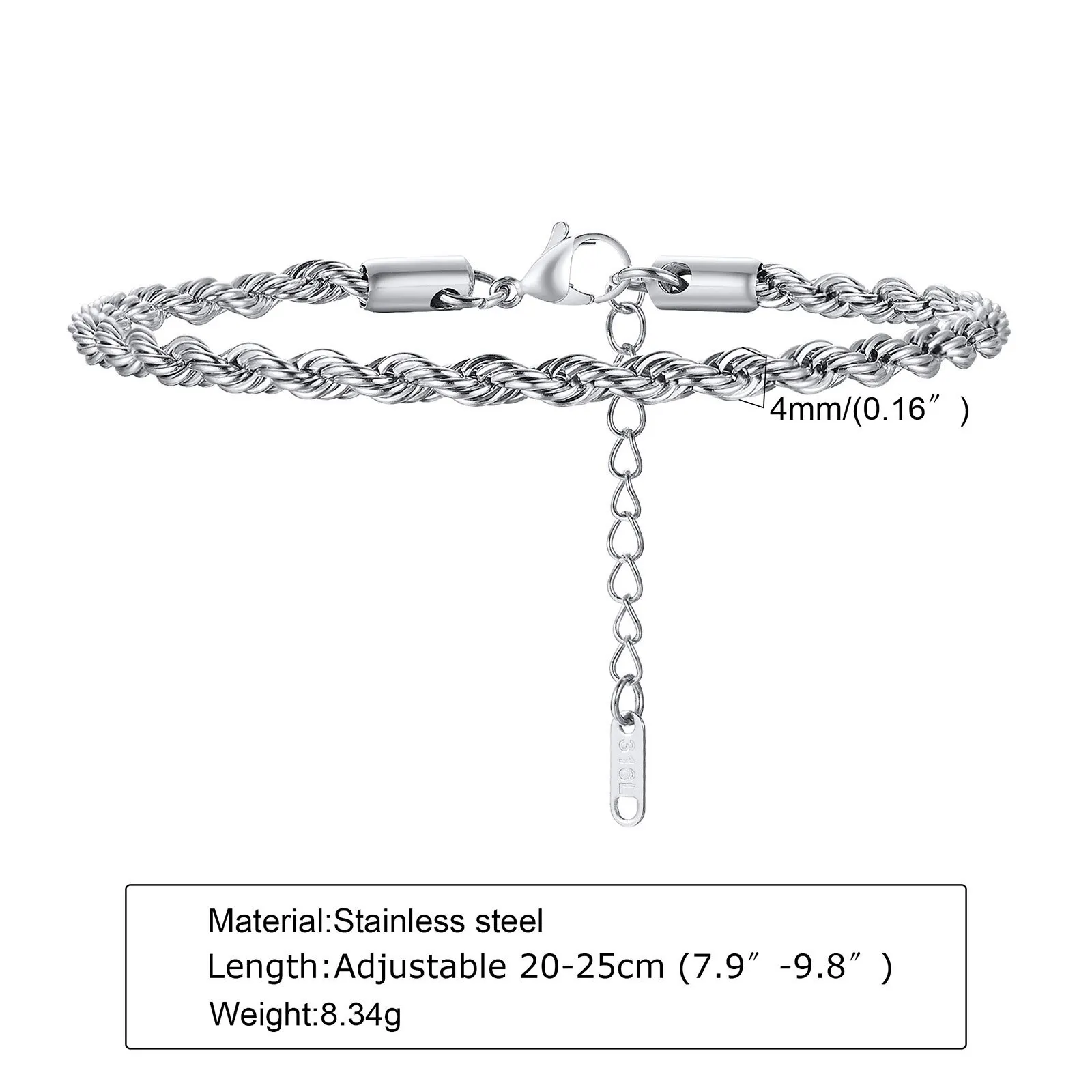 Herren Armband Seil Kette, Dünne Herren Armband Link, Jungen Armband Männer, Valentines Geschenk Für Männer, herren Schmuck