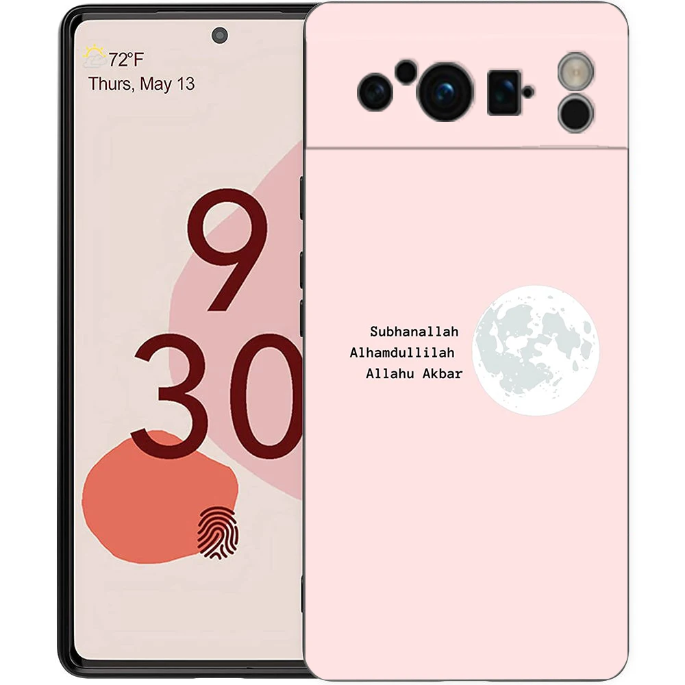 كلمات يقتبس حافظة هاتف إسلامية لهاتف جوجل بيكسل 9 8 7 6 برو 8A 6A 7A 5G غطاء أسود مقاوم للصدمات Fundas