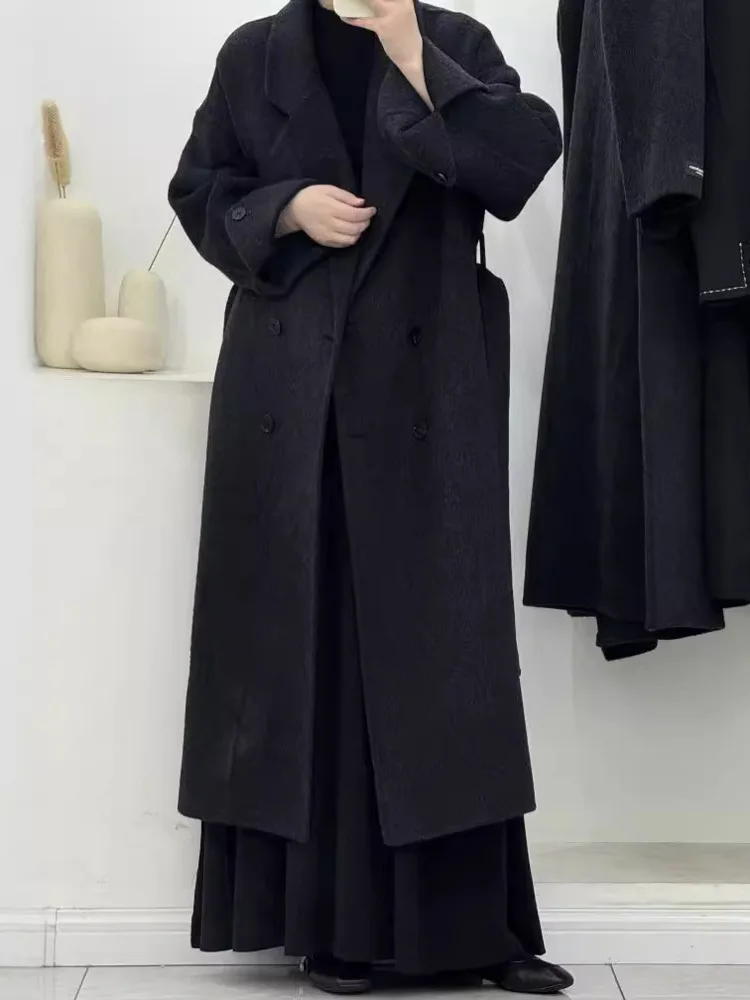 ZMEENNA Cappotto invernale da donna elegante doppio petto lungo in misto lana colletto con risvolto oversize caldo chic maxi capispalla ZM3439