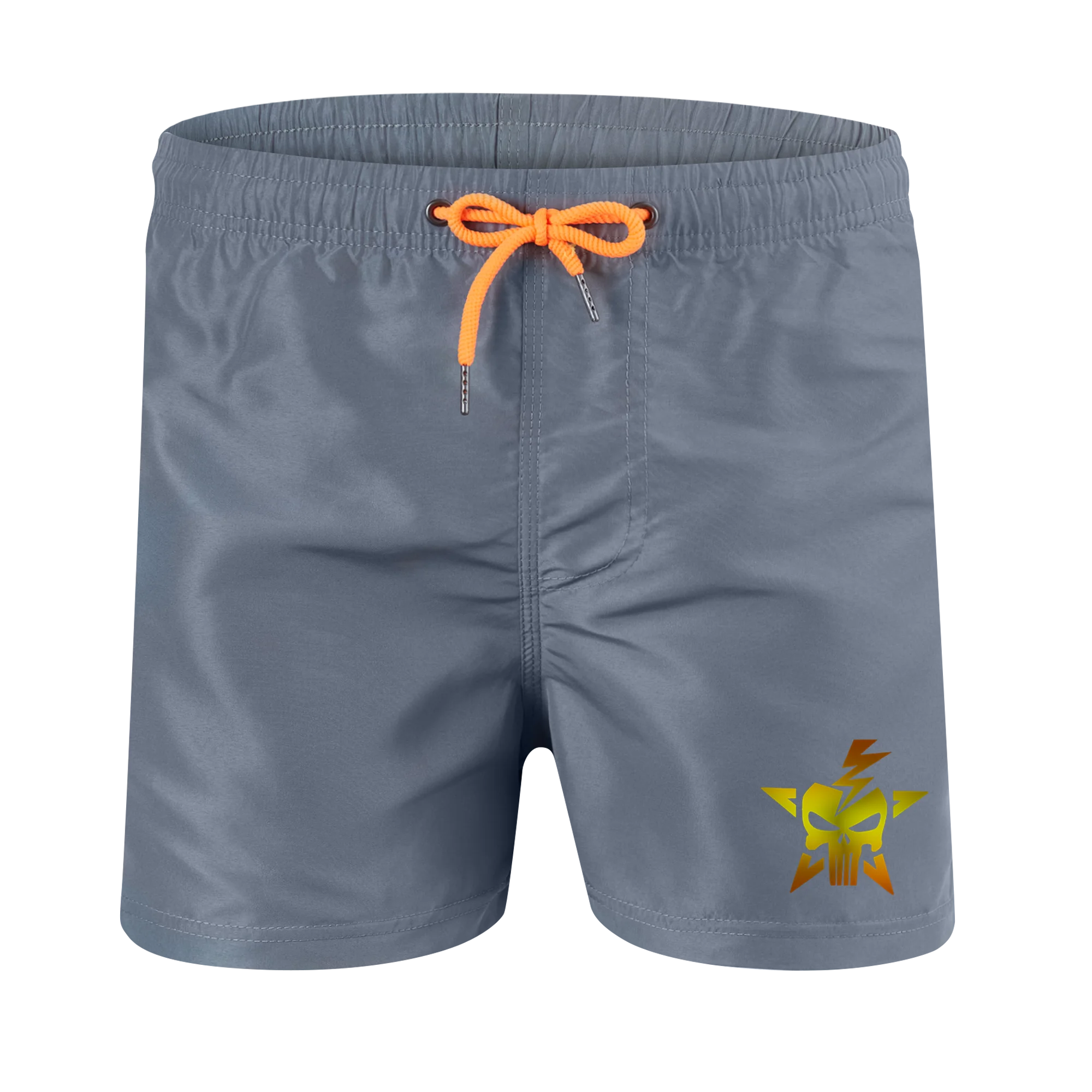 

Summer Classic Skull Beach Short Pants Gym Shorts Men Surf Beach Shorts Quick Drying Trunks With Lining Briefs Surf Shorts