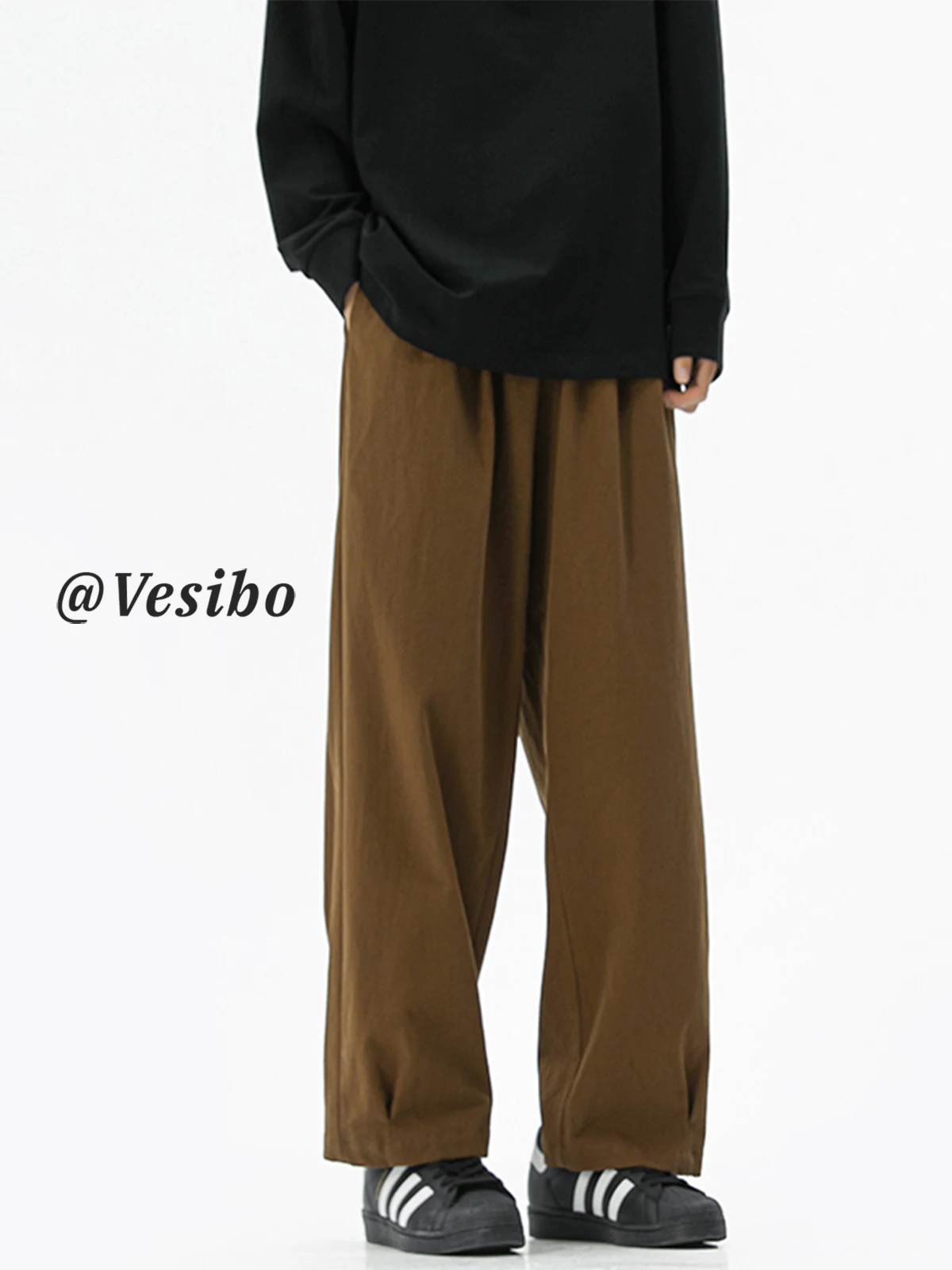 

Retro Men's Straight Leg Nine-Tenths Pants High Street Versatile Casual Long Trousers Winter Faion Brand Wide Leg