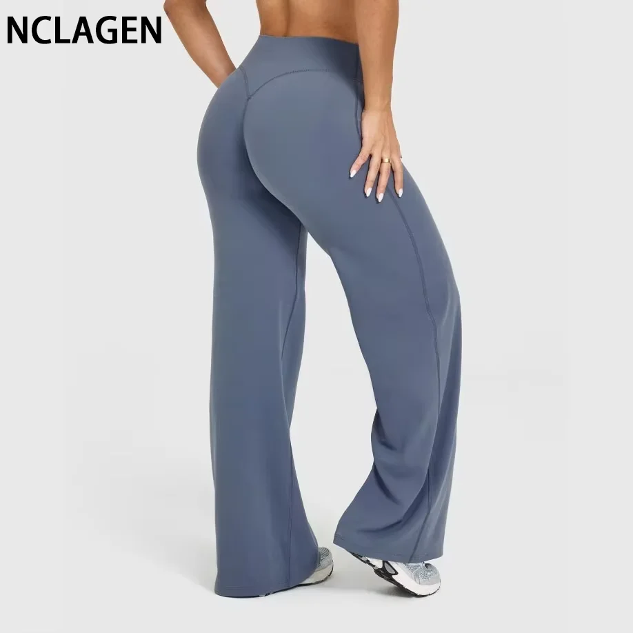 Pantalones de yoga de pierna recta Softmotion para mujer de NCLAGEN – Pantalones de entrenamiento de cintura alta para entrenamiento, correr y descanso