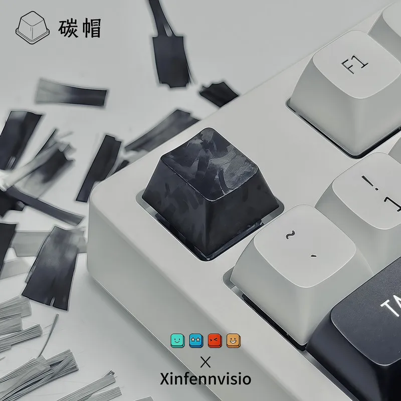 Black Carbon Fiber Keycaps 1pcs Esc Wasd Asdw Space Keycap For Customized Magnetic Axis Mechanical Gaming Keyboard Keycaps
