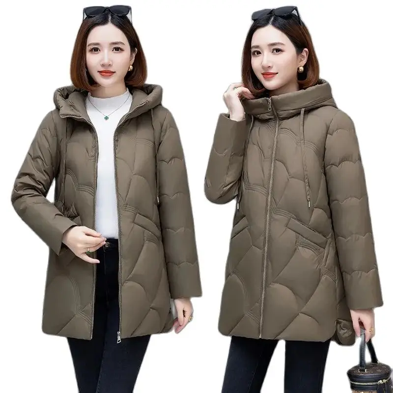 

New 2023 Women's Down Cotton Jacket Autumn Winter Coat Parker Mid-Length Loose Cold Prevention Warm Padded Cotton Overcoat