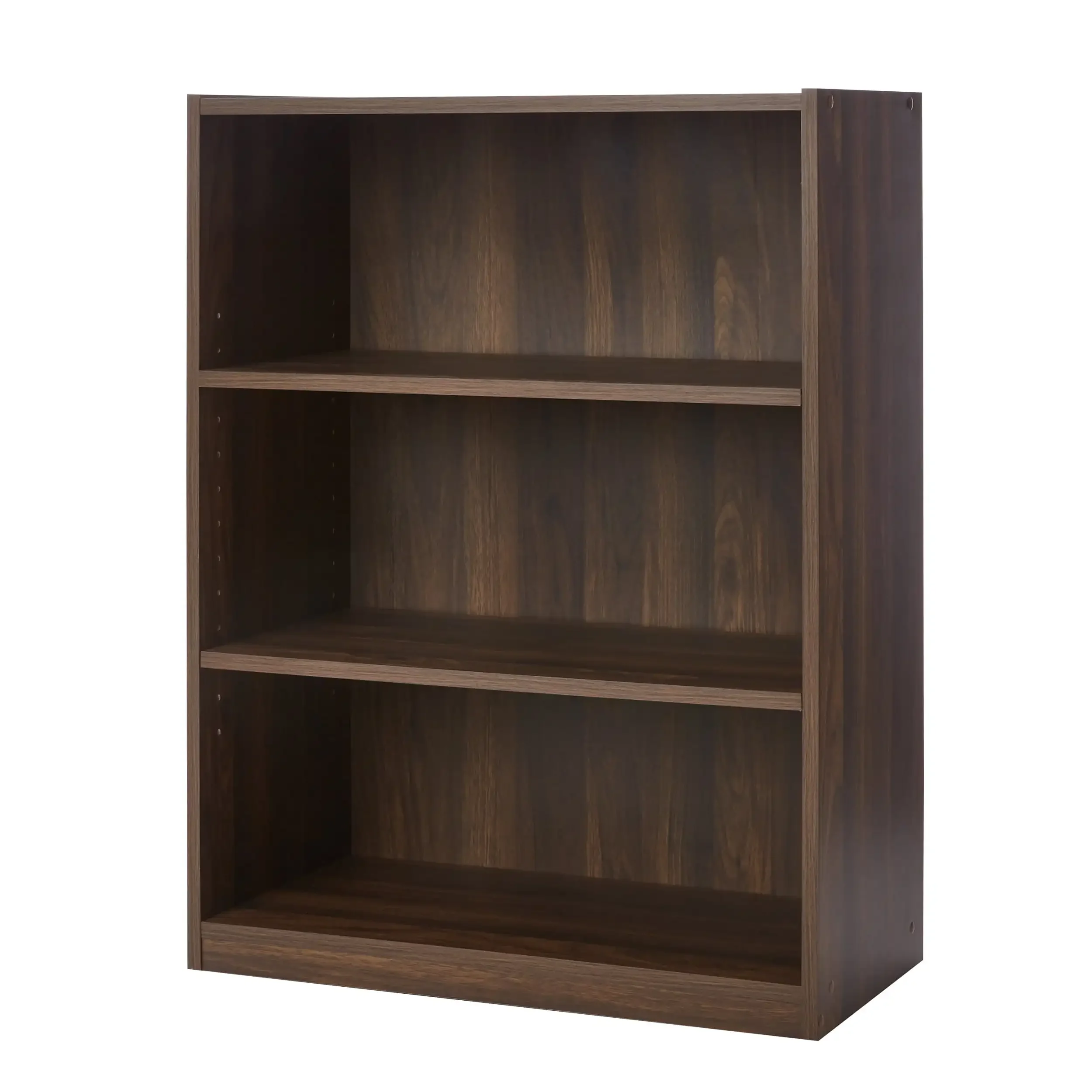 3-Shelf Bookcase with Adjustable Shelves Canyon Walnut Sturdy Bookcase with 2 Adjustable Shelves and 1 Fixed Shelf