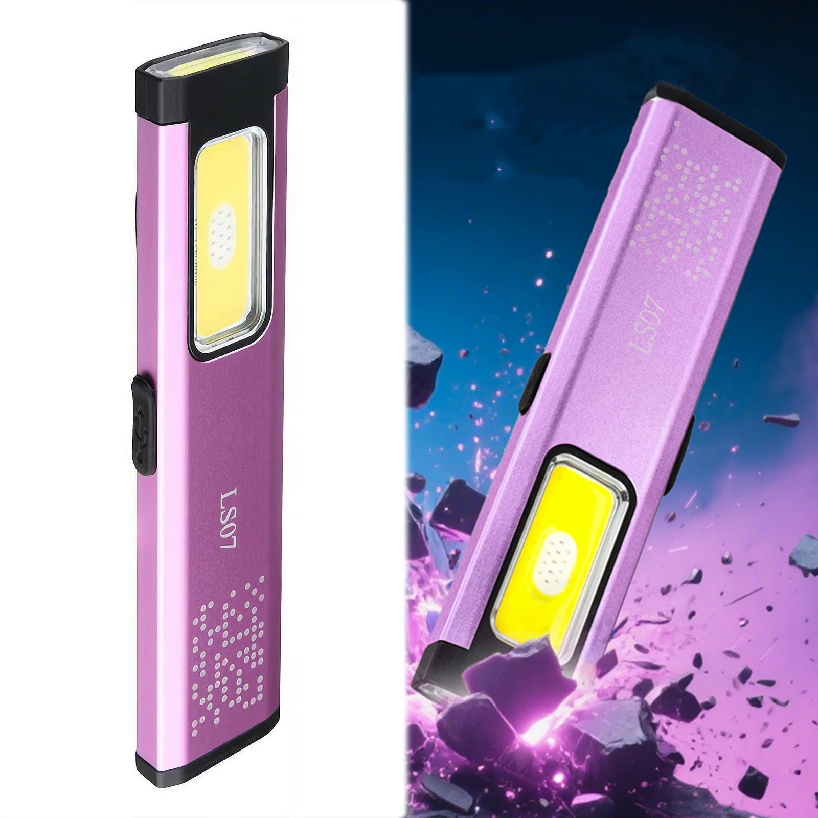 

Rechargeable Portable Flat Mini Flashlight W/Magnetic&Clip Multi-Mode Small Flashlight Mini LED Torch Light for Camping Outdoor
