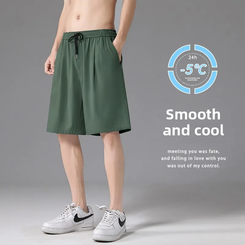 

een Ice Silk Men's Summer Thin Straight Leg Loose Fit Qui Dry Sport orts Casual Pants Breathable Comfortable Lightweight