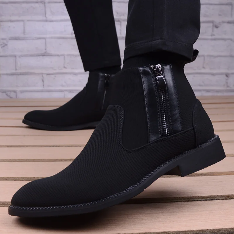 

Oxford Shoes Men Boots Breathable Business Leather Boots Fashion Canvas High-Top Men Shoes Casual Zapatos Hombre