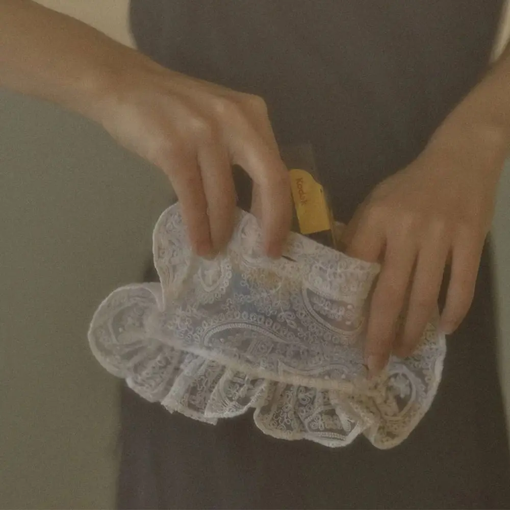 Creative Gift Layered Wear Lace Waist Bag Ruffled Design Y2k Aesthetic Bandage Lace Bag Small Size White Color Waist Belt Bag