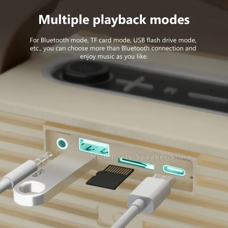 Новые ретро PARTY MINI уличные беспроводные Bluetooth-колонки с атмосферным освещением RGB портативный сабвуфер вставка карты аудиоплеер