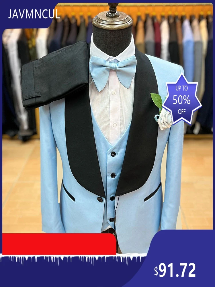 Men's British Style Slim Fit 3 Piece Suit Set Single Button Double Vent Wedding Business Formal Suit