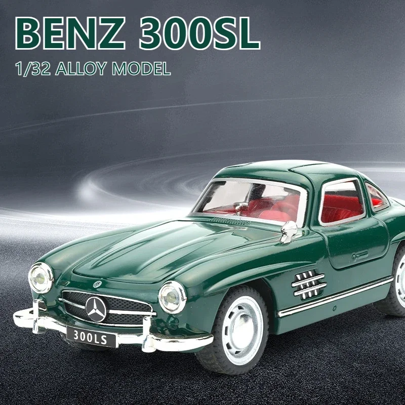 

1:32 Mercedes-Benz 300SL классический автомобиль из сплава, литая под давлением модель звука и свет, игрушечный автомобиль, украшения с центральным управлением, детская игрушка в подарок