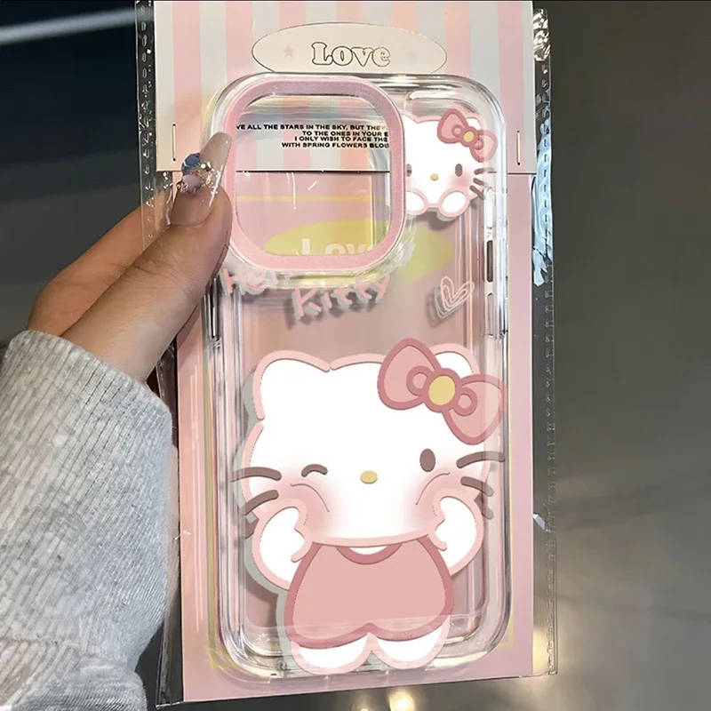 Cute Sanrio Full Hello Kittys IPhone 15 14 13pro Case Cartoon Anime 11 12pro Kawaii Xr Anti Drop 7 8p Soft Phone Cases Girl Gift