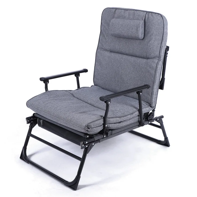 Folding Recliner Home Office Lunch Break Chair Portable Storage Folding Bed Multifunctional Adjustable Metal Reclining Extra Bed