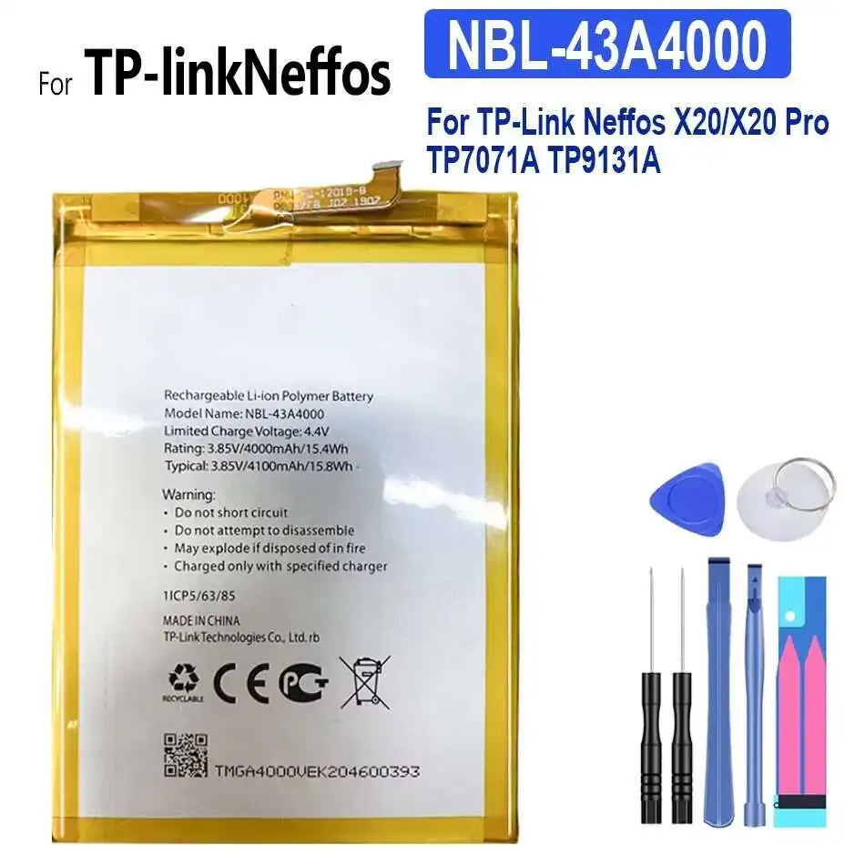 

Высокоэффективный аккумулятор 4100 мАч для мобильного телефона TP-Link Neffos X20 Pro TP7071A TP9131A Nbl-43A4000