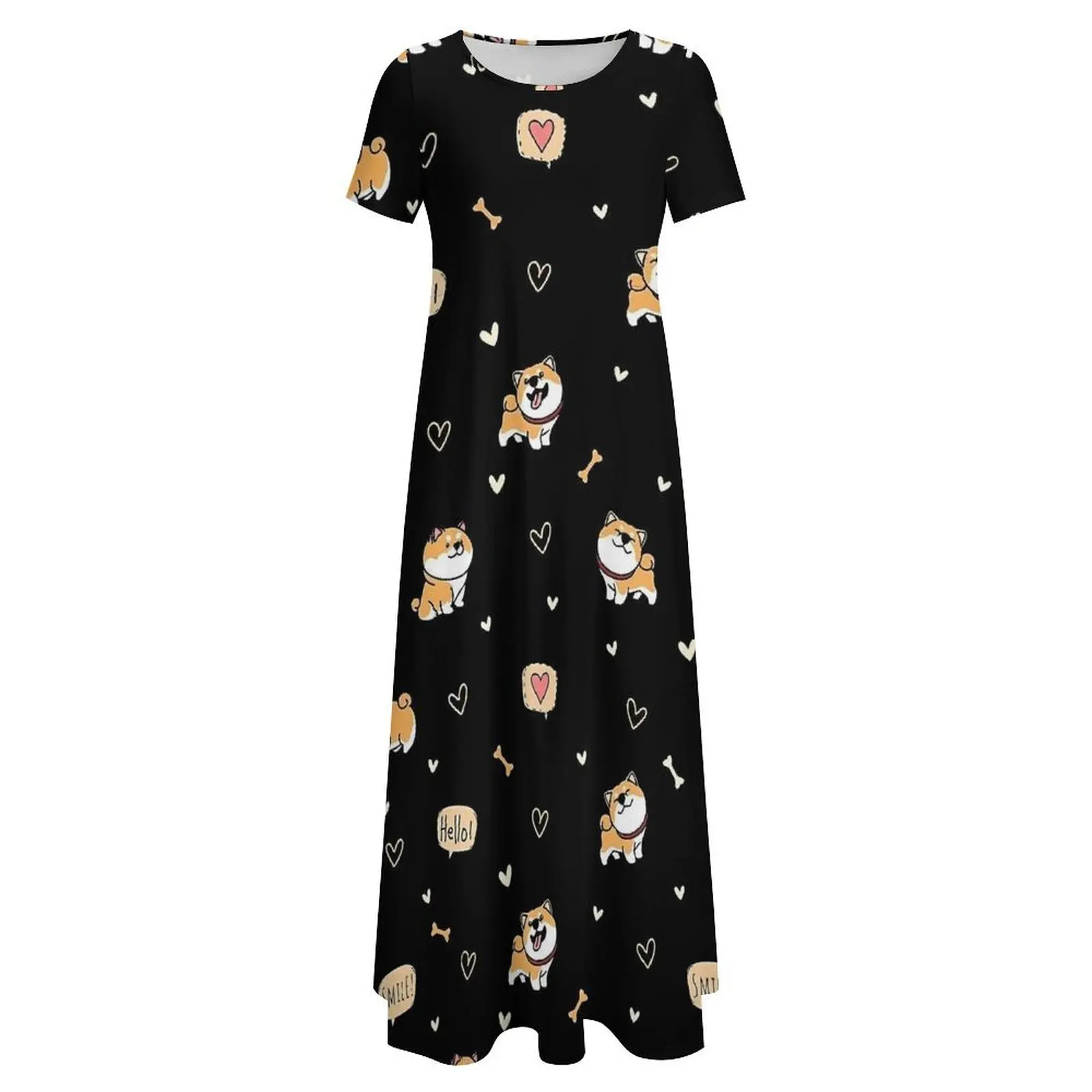 Abito Shiba Cartoon Divertente animale Estetico Bohemia Abiti lunghi Abito lungo vintage da donna di grandi dimensioni