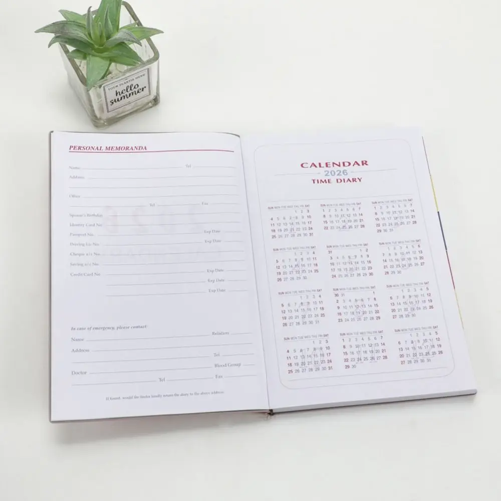 

English 2026 Schedule Planner Notepad 12 Months Bookmark 365 Days Efficiency Notebook Portable Wear-resistant