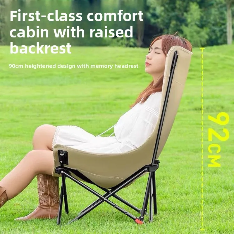 Portable Moon Chair Camping Folding Chair 3-Position Adjustable Reclining High Back Outdoor Beach Chair with Carry Bag