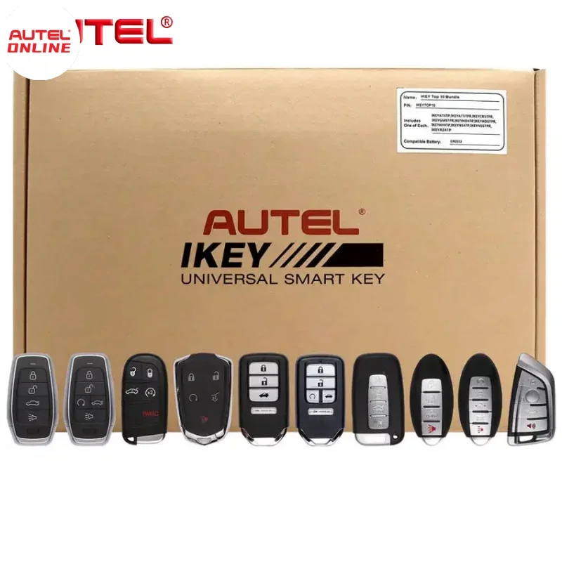 Autel Best-Selling IKEY Smart Keys Package Includes 10 Programmable IKEYs IKEYAT4TP, IKEYAT5TPR, IKEYCR5TPR, IKEYGM5TPR, IKEYHD4