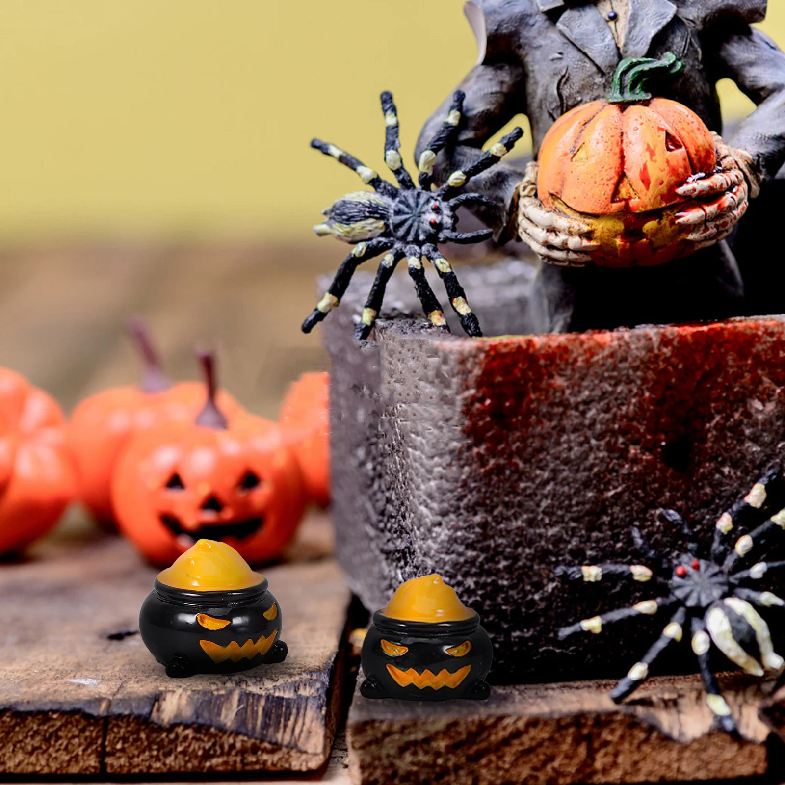 10 قطعة من حلي الراتنج المصغرة على شكل يقطين الهالوين ديكور الحفلات ملحقات المناظر الطبيعية الصغيرة تخطيط مشهد الهالوين #6