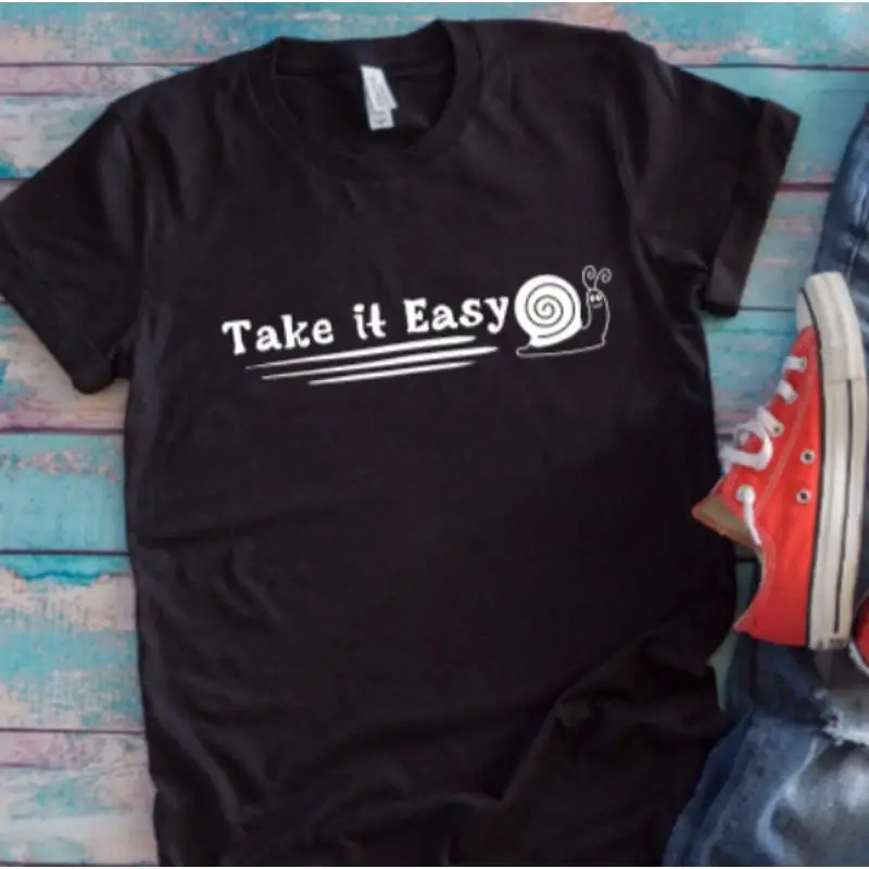 

Take It Easy Snail Black T Shirt