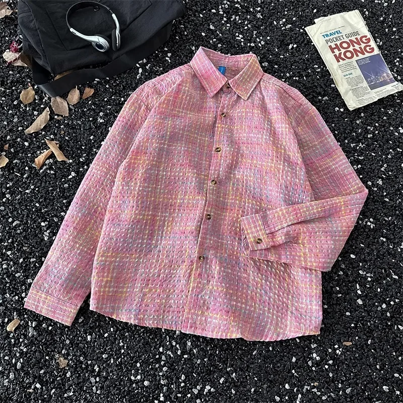 

Мужская летняя рубашка Dopne Pink Bubble, длинный рукав, повседневная, свободного кроя, модная, дышащая, тонкая, молодежная, с откидным воротником на пуговицах