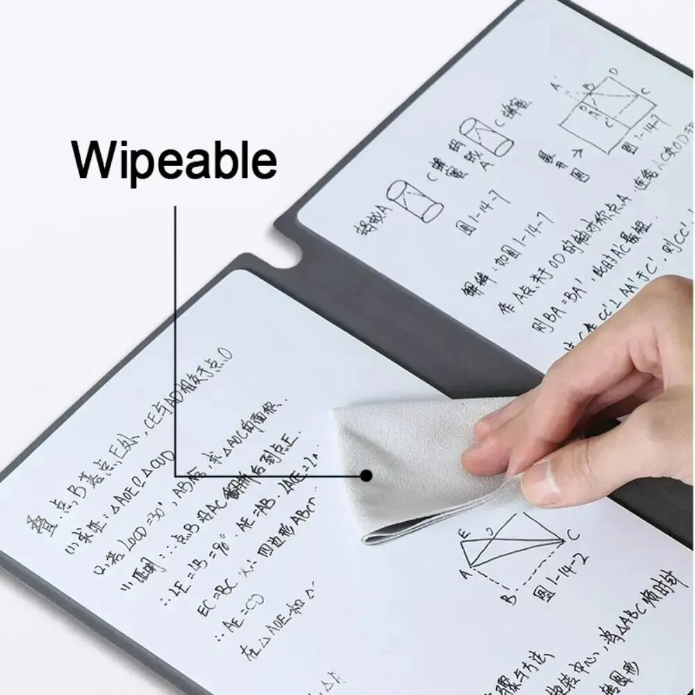 1 PC Reusable Whiteboard Notebook Set With Whiteboard Pen Erasing Cloth Leather Memo Pad Weekly Planner Portable Stylish Office image 2
