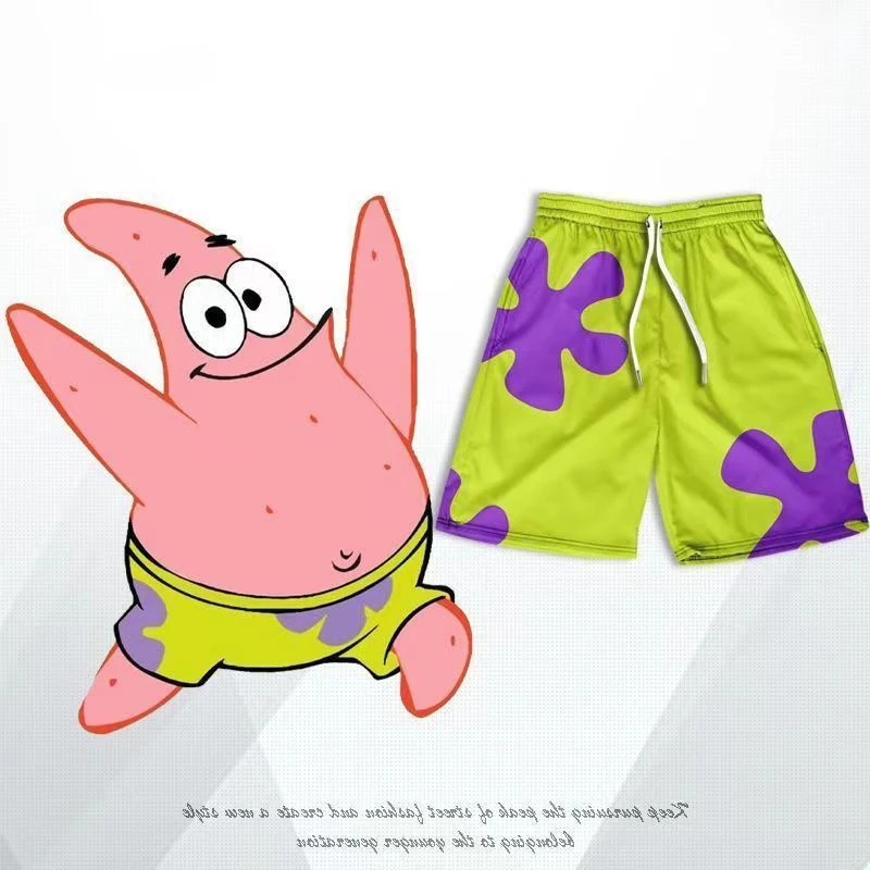 SpongeBob SquarePants Patrick Star Cartoon Anime Summer Beach Ultra Thin Breathable Shorts Home Pajamas Three Quarter Pants