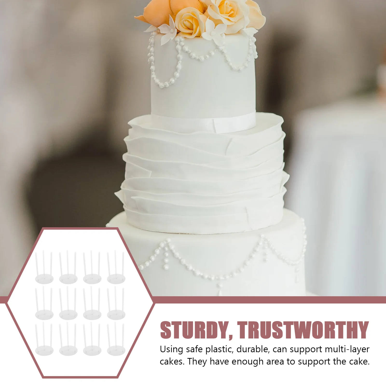 

10 Sets Cake Stand Pillars Tier Wedding Support Baking Supplies Stick Rods for Tiered Supports Stacking