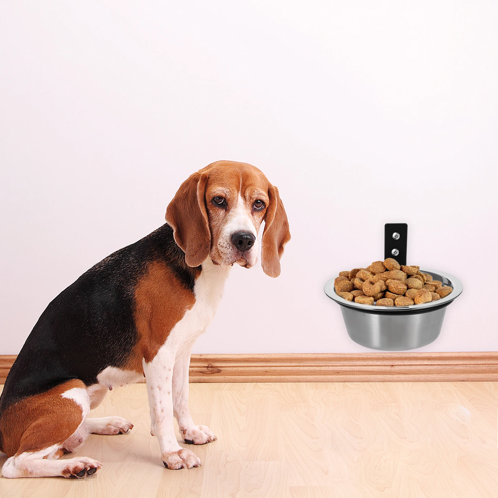 

Pet Elevated Dog Bowl Feeding Bowls for Large Dogs Food Outdoor Water and Silver Travel