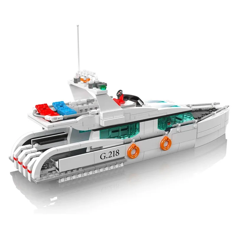 MOULDKING – ensemble de blocs de construction de maquettes de Yacht/bateau de pêche, Kit d'assemblage de briques techniques éducatives, cadeau pour enfants 10185 10218