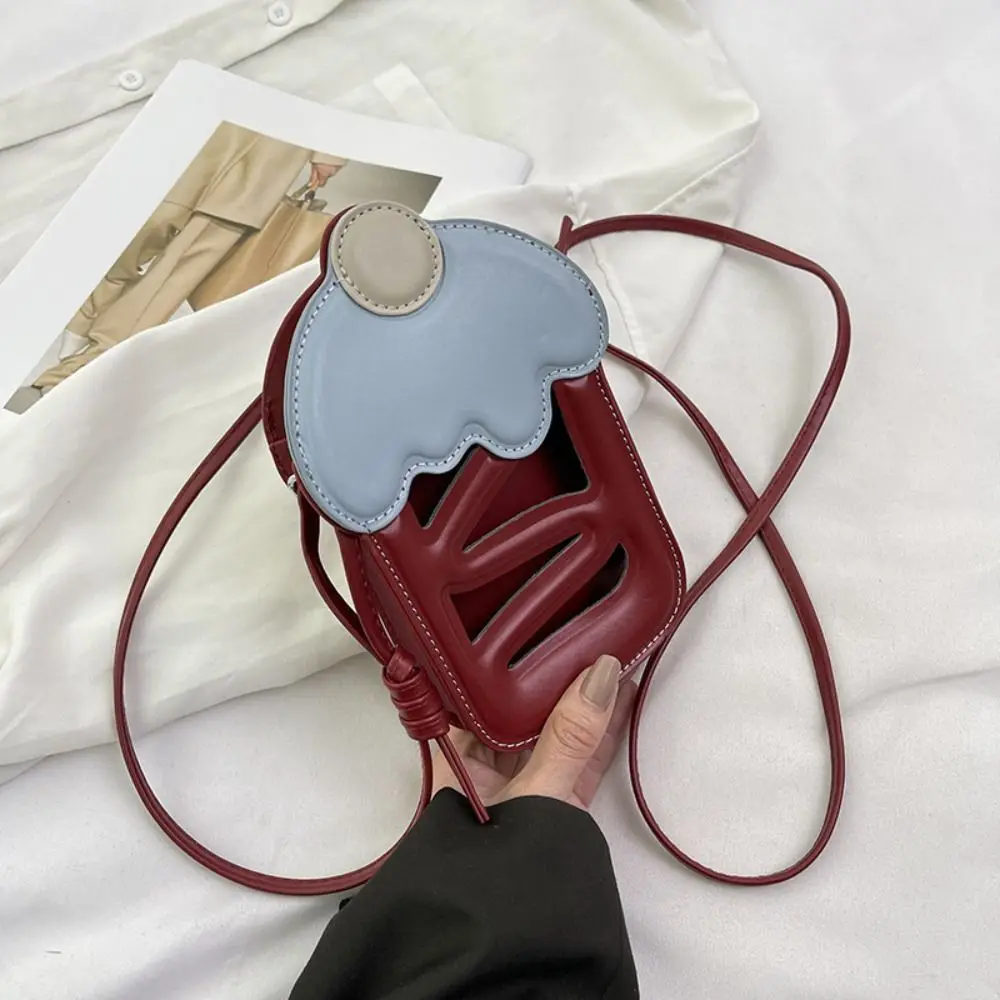 

Cherry Cake Phone Shoulder Bag Single Shoulder Hollowing Out Mobile Phone Wallet Bag PU Lovely Crossbody Mobile Phone Bag Girls