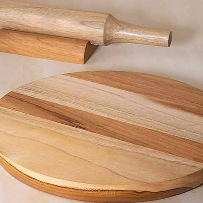 Set di tavola e mattarello in legno di teak con supporto