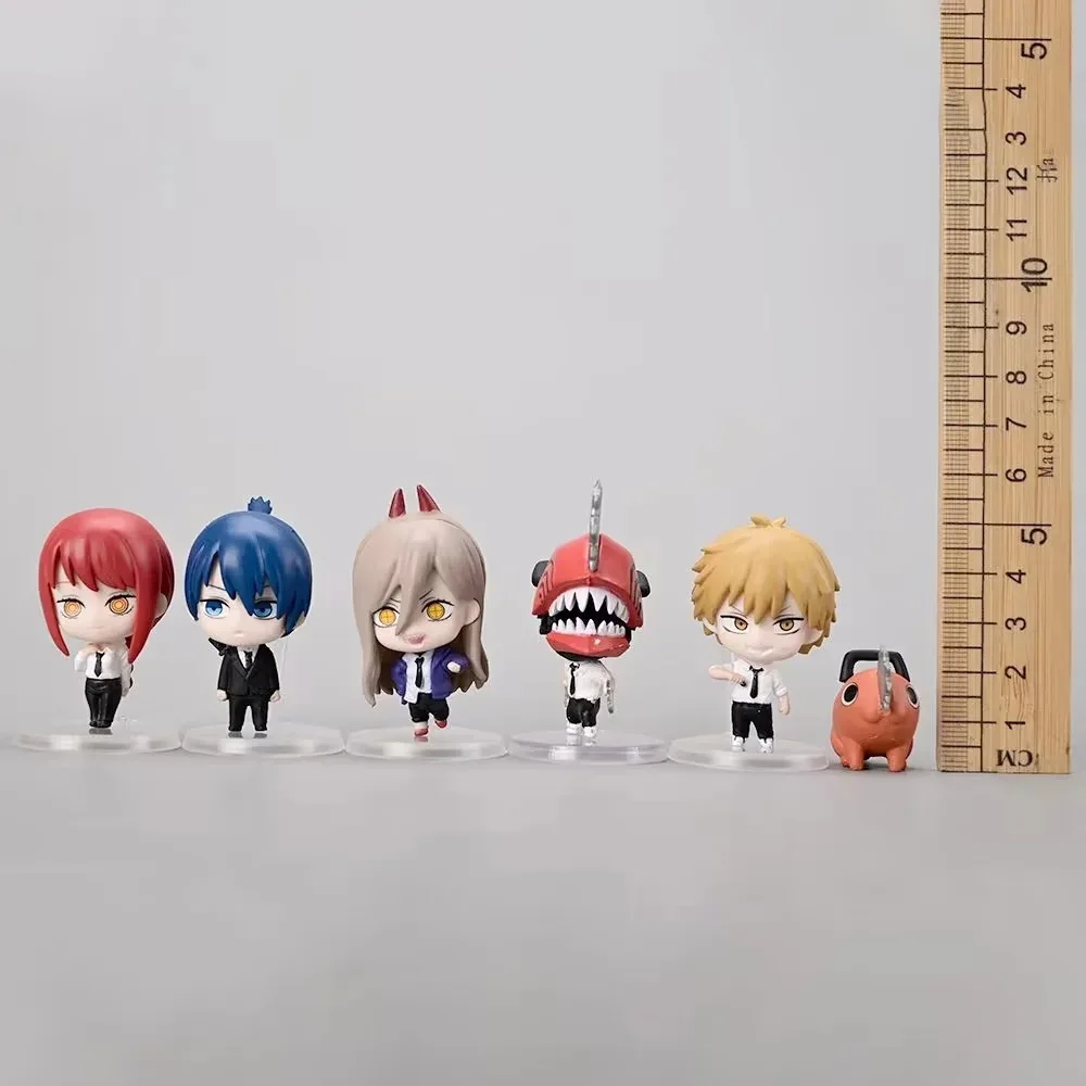 6 개/대 귀여운 전기 톱 남자 전화 데이터 충전 라인 장식 PVC 액션 피규어 장난감