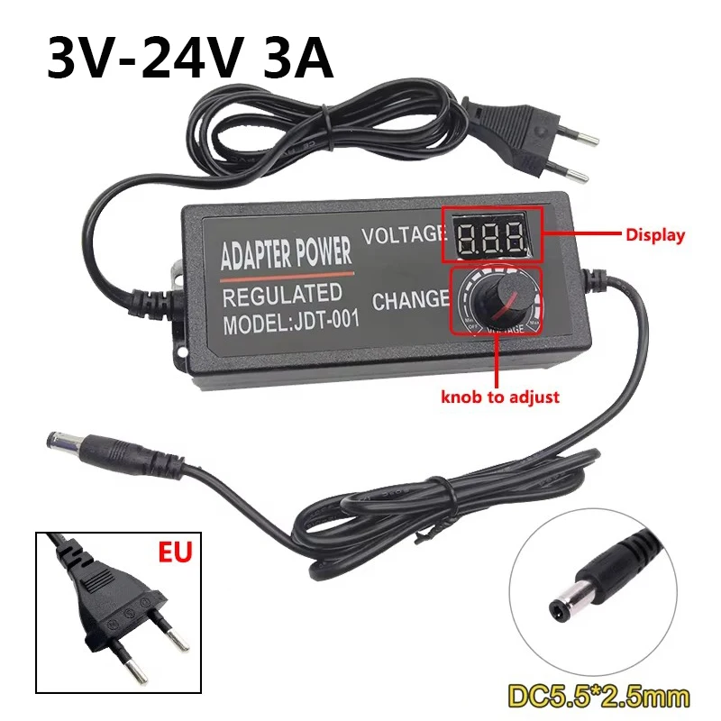 AC DC 5V 6V Universal Adjustable Power Supply 9V 16V 18V 19V 20V 22V 24V 12V 18 20 22 volt Adapter 2A 3A Adaptor Led Display