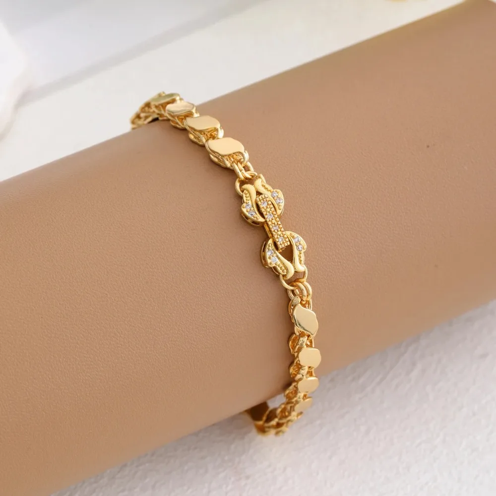 

Angel Bola 4mm wide diamond shaped Cuban gold chain bracelet zircon cuffs Bangle birthday Christmas jewelry wholesale