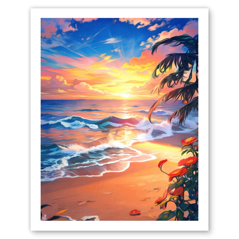 RUOPOTY Painting By Numbers Oil Handpainted Beach Sea Seascape Sunset Landscape Wall Art Picture On Canvas Room Decor