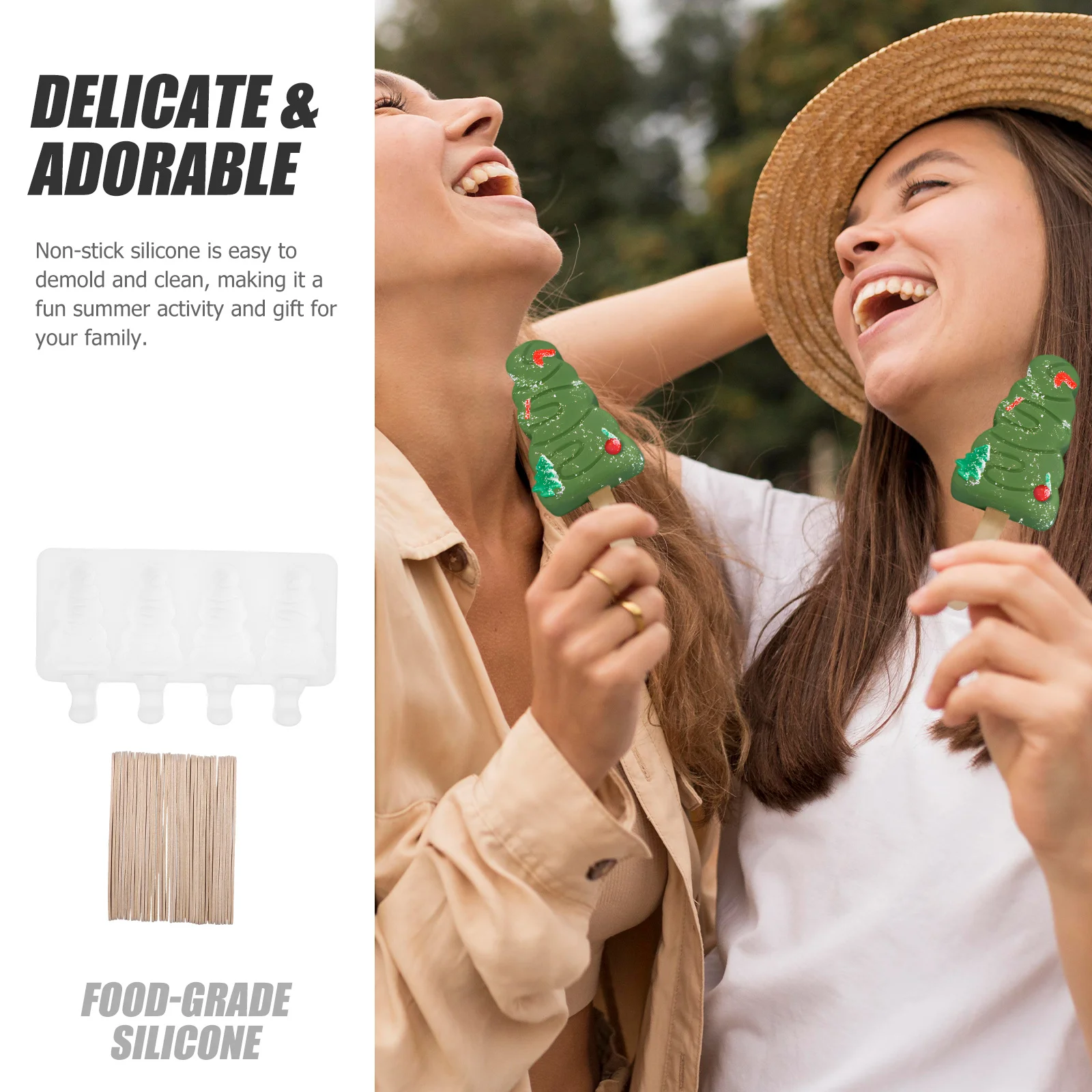 

1Set Food Grade Silicone Ice Cream Molds Adorable Shape Easy to Use DIY Popsicle Maker Homemade Ice Molds Popsicle DIY Supplies